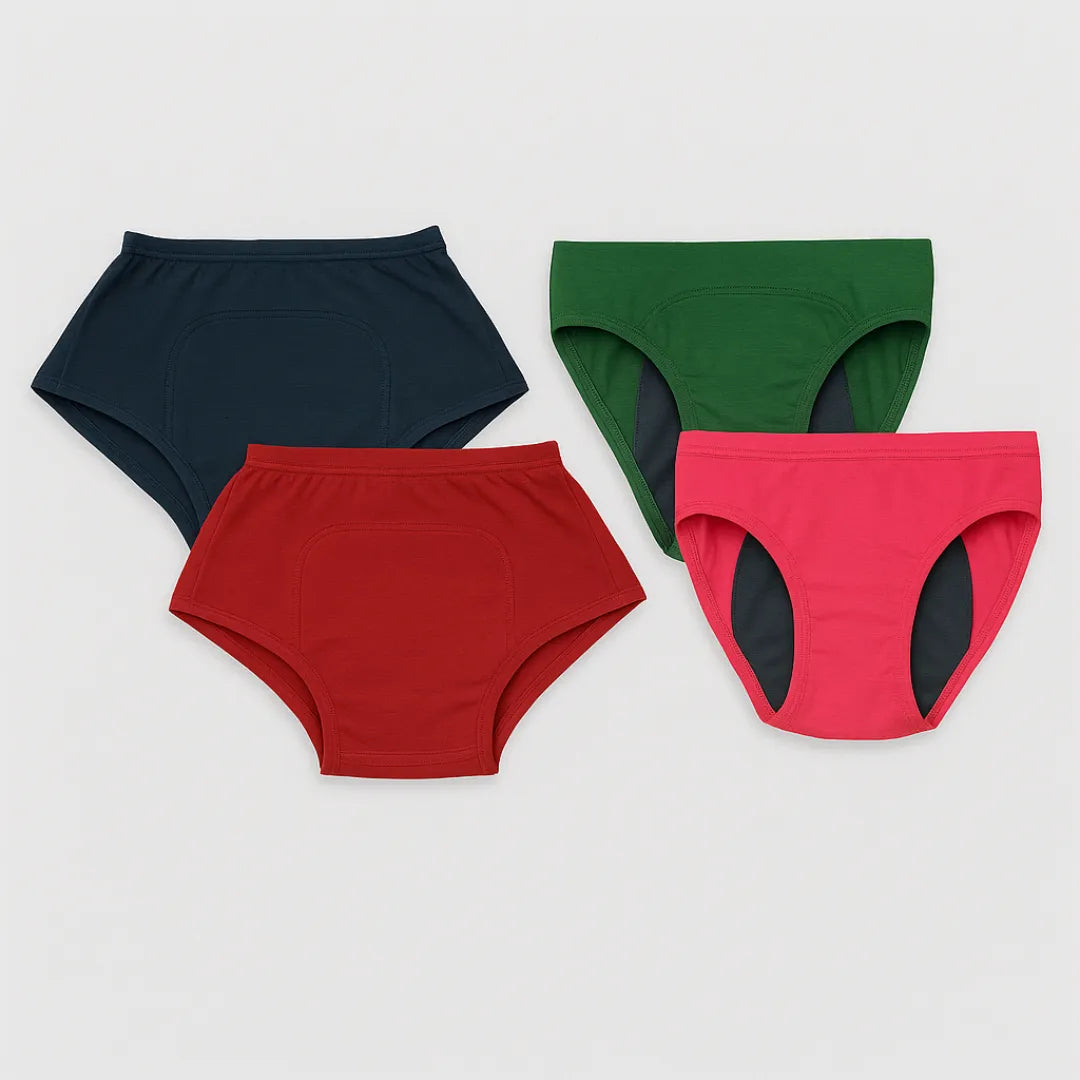Teen Panties During Periods Navy Blue, Maroon, Green & Dark Pink