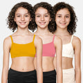 Teenager Bra Mustard, Flamingo Pink & Skin