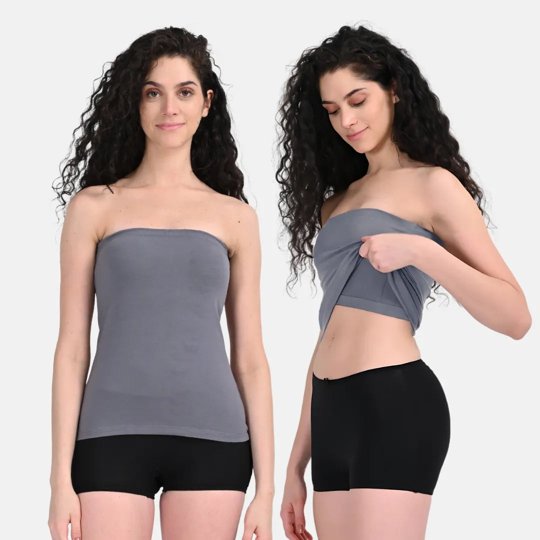 Tube Tank Top Steel Grey Pack Of 2