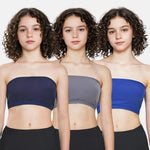 Tube Top Bra For Teens Navy Blue, Steel Grey & Royal Blue