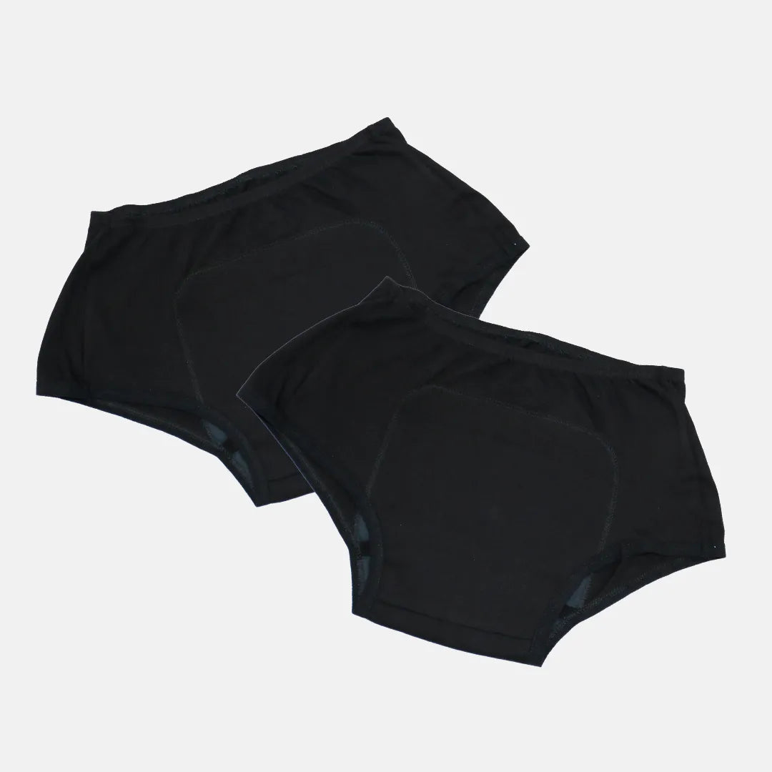 Tween Boxer Panties For Periods Black Pack Of 2