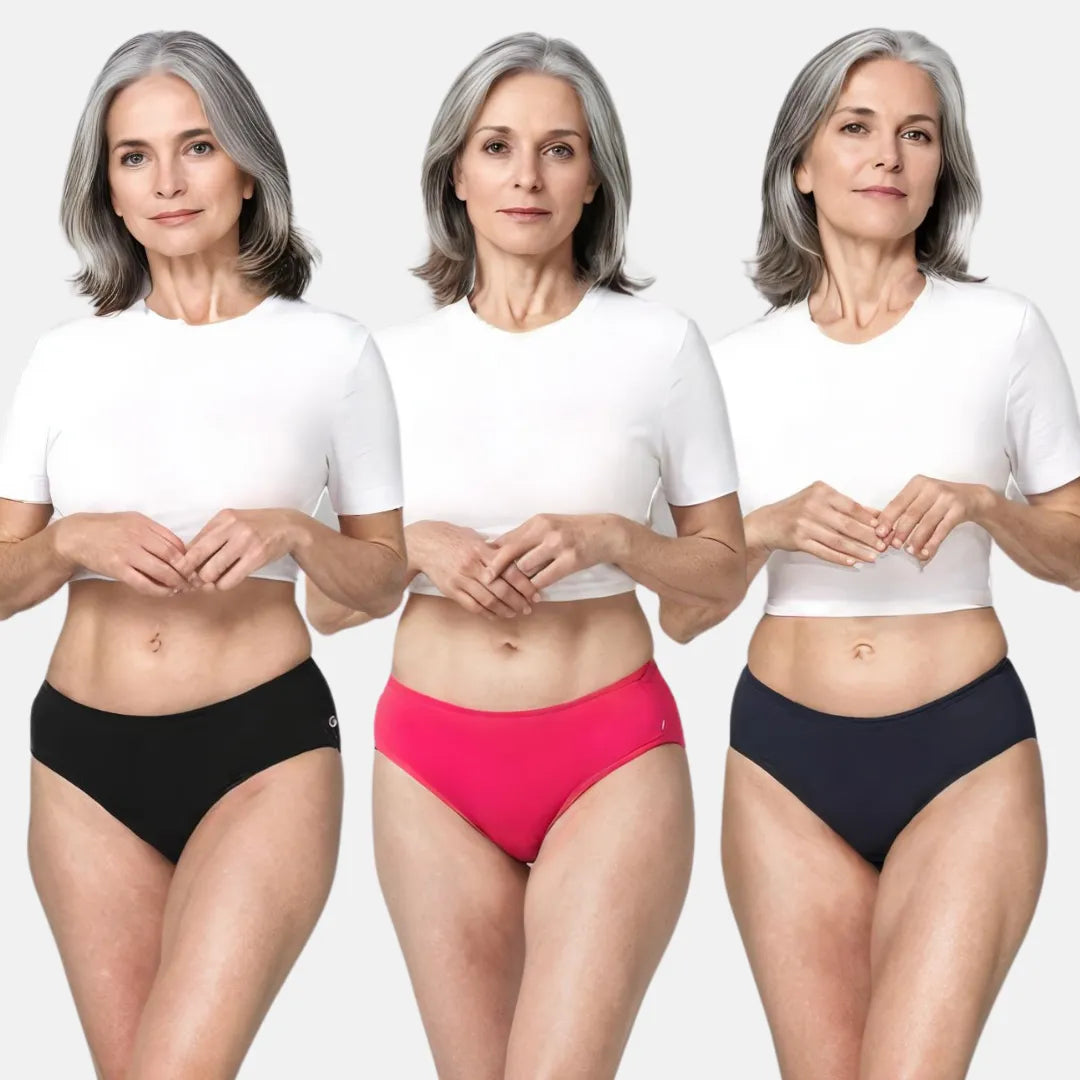 Urinary Incontinence Panties Black, Navy Blue & Dark Pink