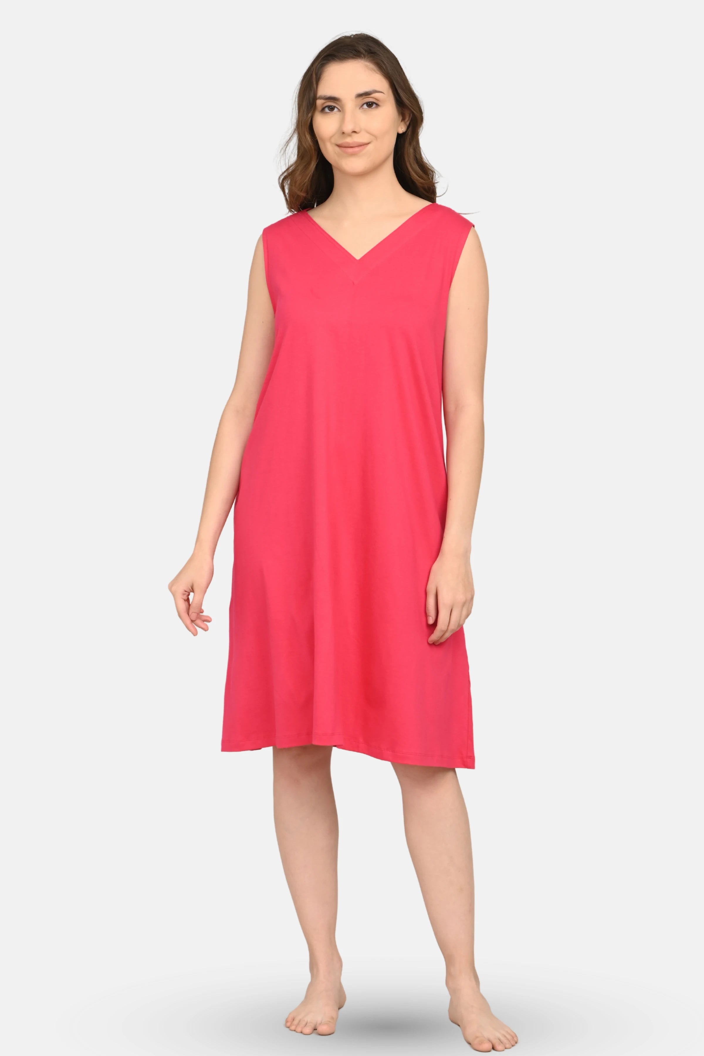 Lace Night Slip Dress Flipkart Nighty Slips Cotton Nighty With Pockets  Knee-Length In Dark Pink Adira