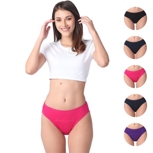 Period Panties For Stain Free Period | Hipster Fit | Leak Proof | Use with Pad For Hygiene | Prevents Front & Back Stains | 5 Pack