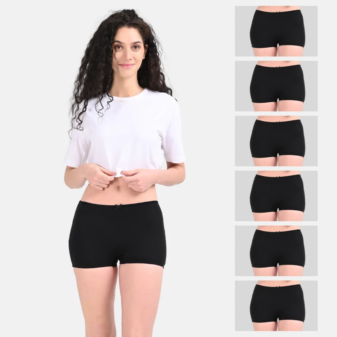 Women Boyshort Underwear Black Pack Of 6