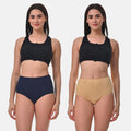Women High Waist Hygiene Panty Navy Blue & Skin