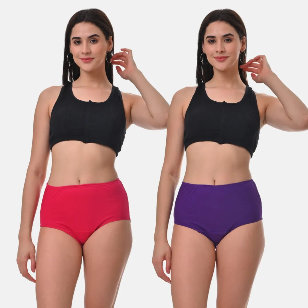 Women Hygiene Panty High Waist Magenta & Dark Pink