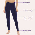 Womens Ankle Length Leggings-Navy Blue