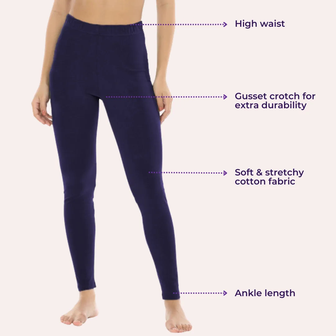 Womens Ankle Length Leggings-Navy Blue
