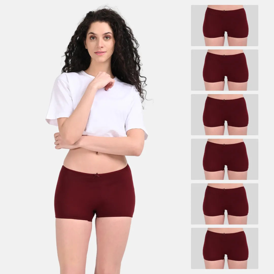 Womens Shorts Underwear Wine Pack Of 6