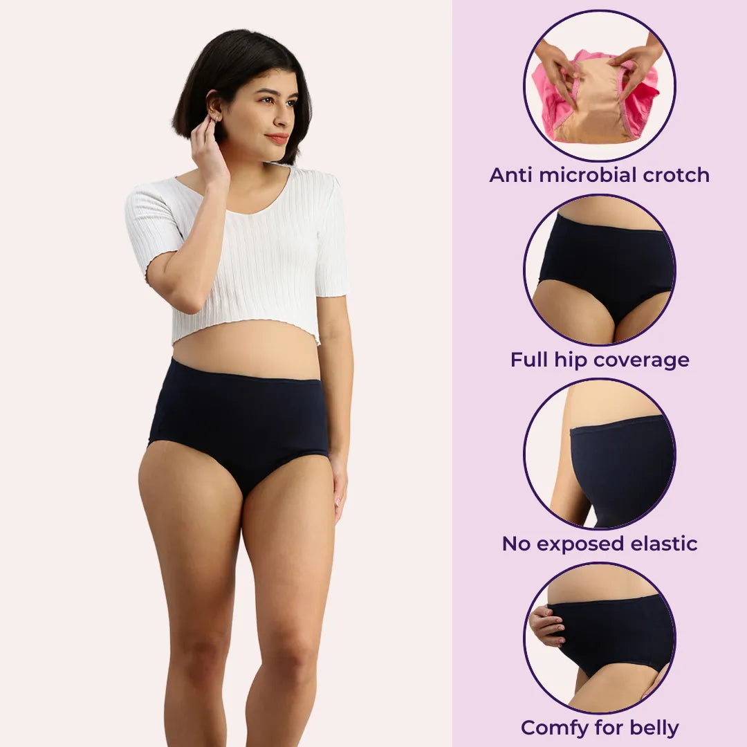 pregnancy Hygiene panties Navy Blue & Dark Pink