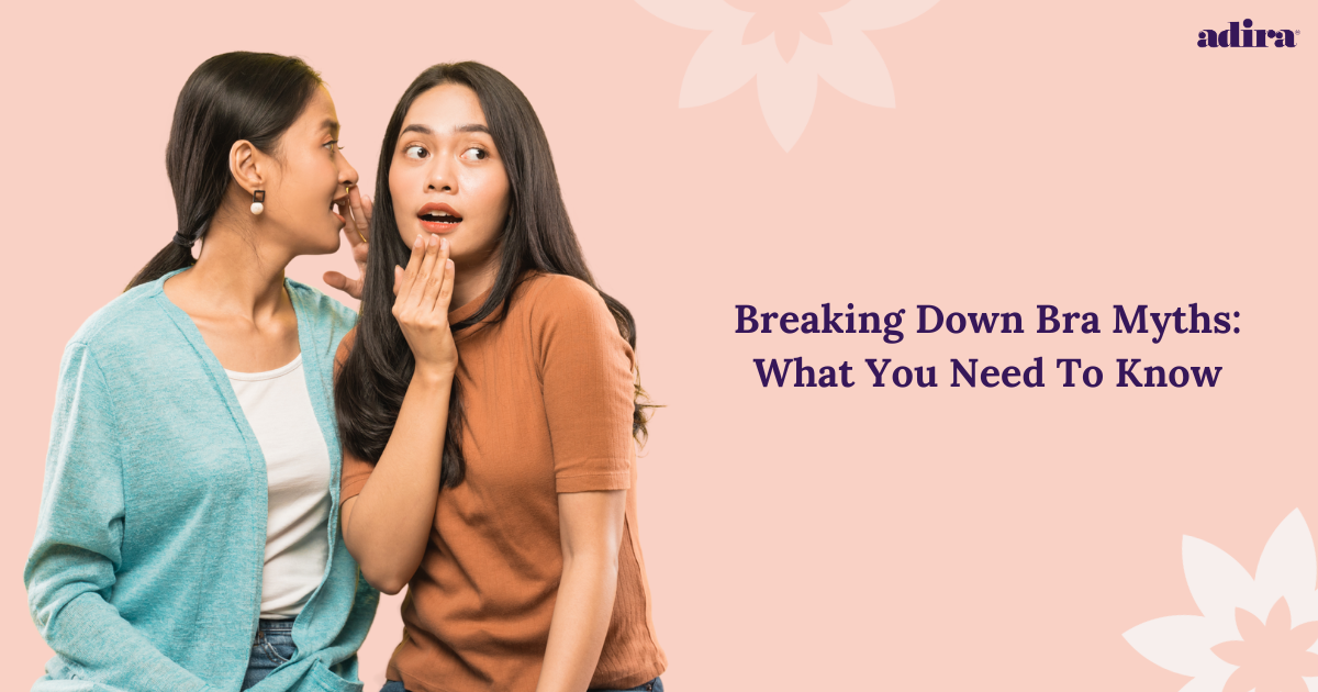 Image of two girls whispering with the title 'Breaking Down Bra Myths: What You Need to Know