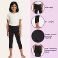 3/4 Length Leggings For Girls Features Black