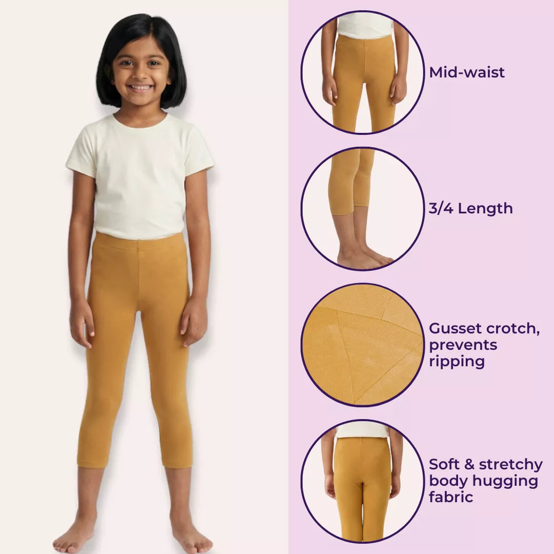 Girls Cropped Leggings Caramel