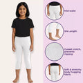 3/4 Length Leggings For Girls Features White