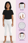 3/4 Length Leggings-White for Girls