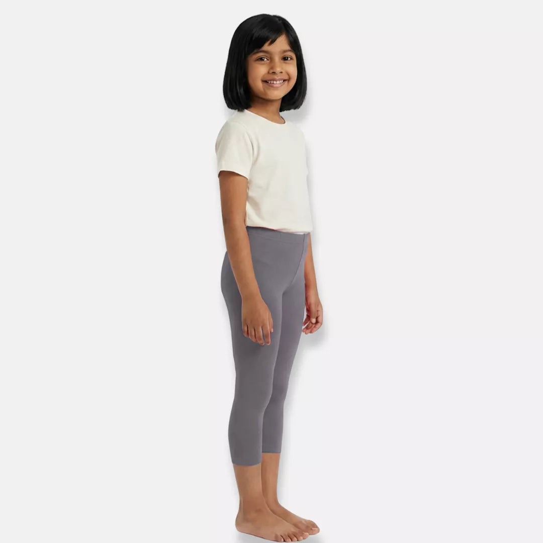 3/4 Length Leggings For Girls Grey