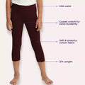 3/4 Length Leggings For Girls Main Features Brown