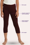 3/4 length leggings - for girls- brown 