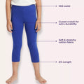 3/4 Length Leggings For Girls Main Features Royal Blue