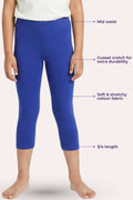 Girls-Soft Stretch_3/4_Length Leggings Royal Blue