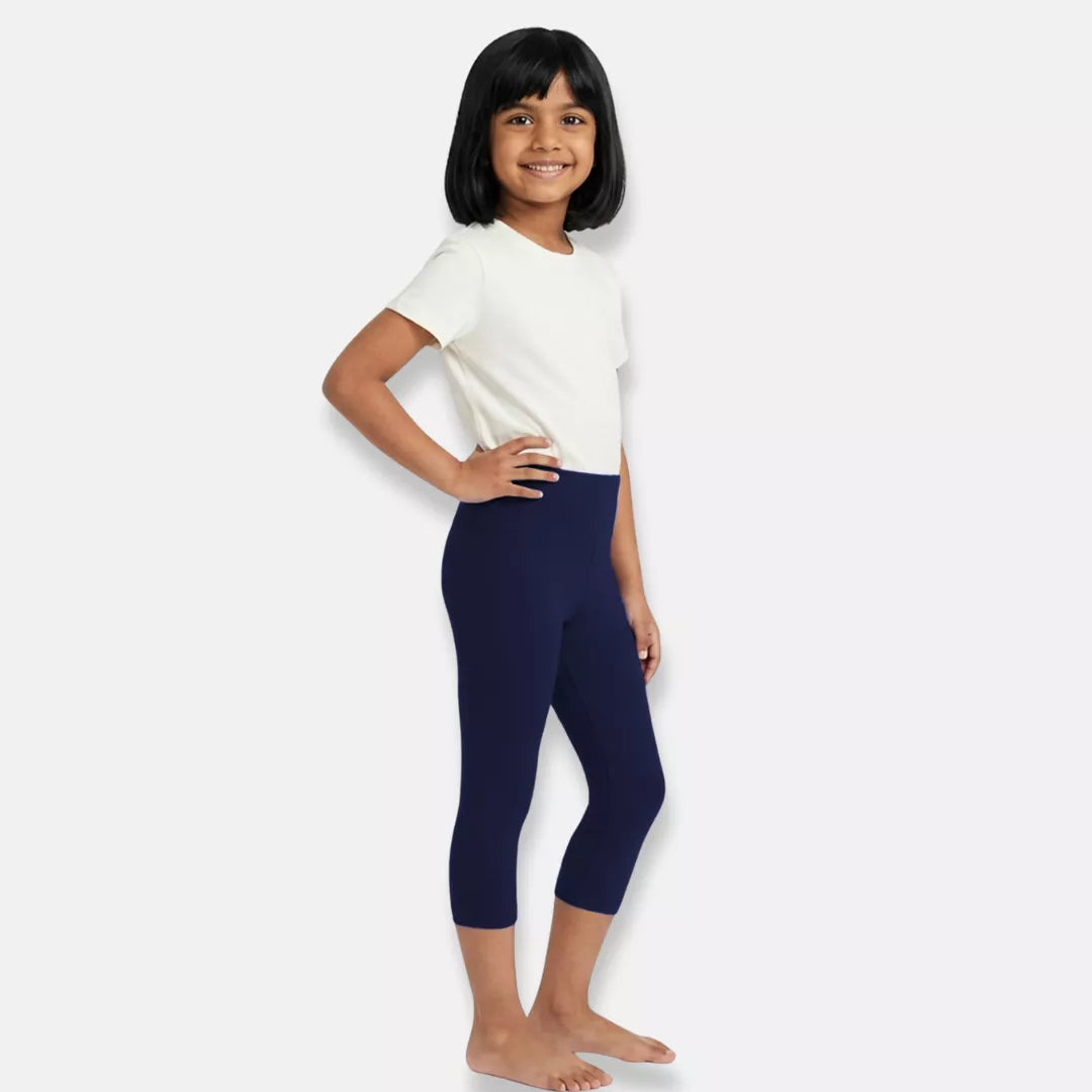3/4 Length Leggings For Girls Navy Blue