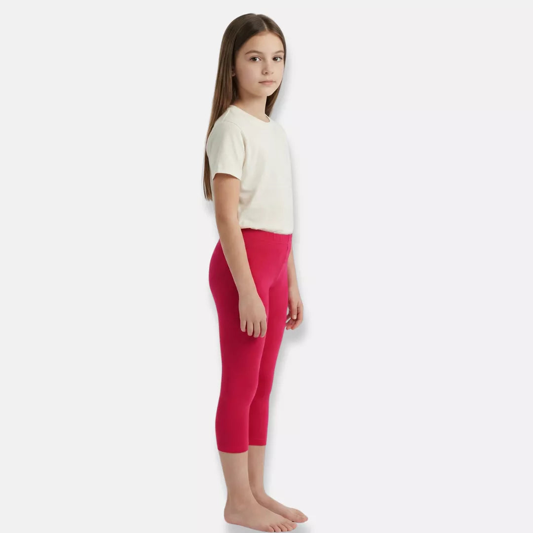 3/4 Length Leggings For Teens-Dark Pink