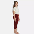 3/4 Length Leggings For Teens-Maroon