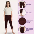 3/4 Length Leggings For Teens Features-Brown