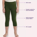 3/4 Length Leggings For Teens Main Features-Green