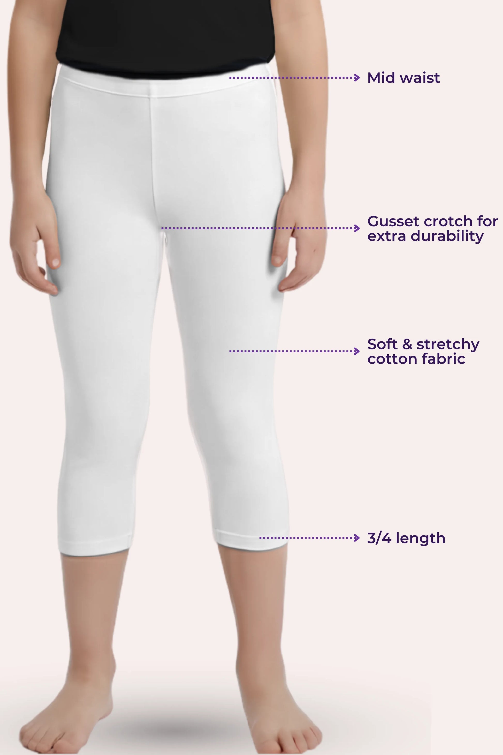 Teen girls cropped leggings -feature image -White