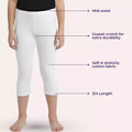 3/4 Length Leggings For Teens Main Features-White