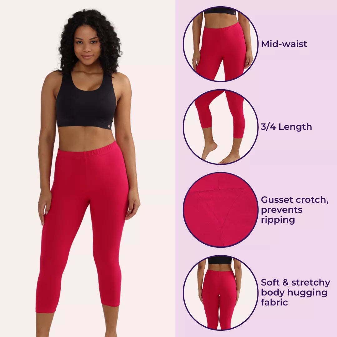 Cropped Leggings Dark Pink Color