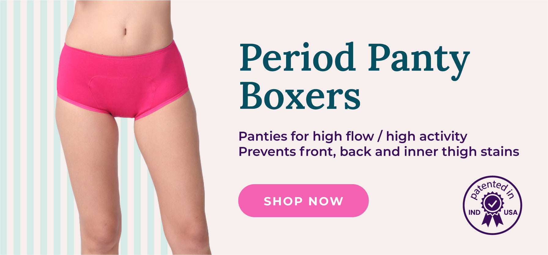 Adira bannner for period panties - boxer fit