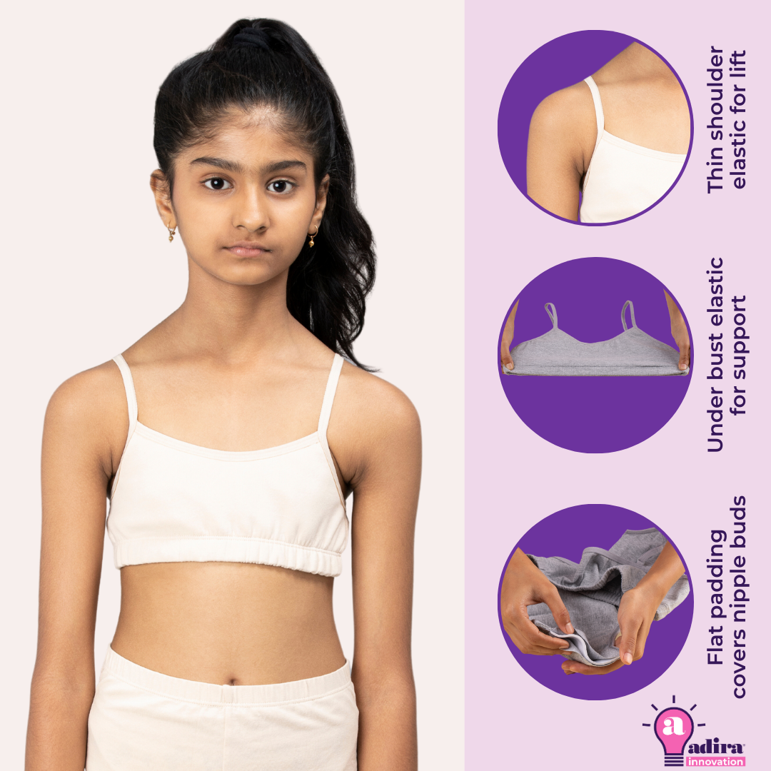 Pack Of 3 Purple Cotton Bras With Lycra Straps For Women & Teenagers