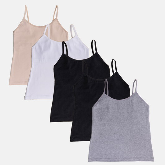 Teen Camisole | Flat Padded | Prevents Show Of Nipple Buds | Pack Of 5