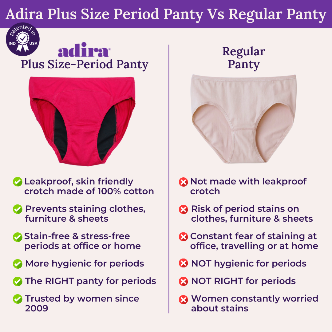 Adira Plus Size Period Panty Vs Regular Panty
