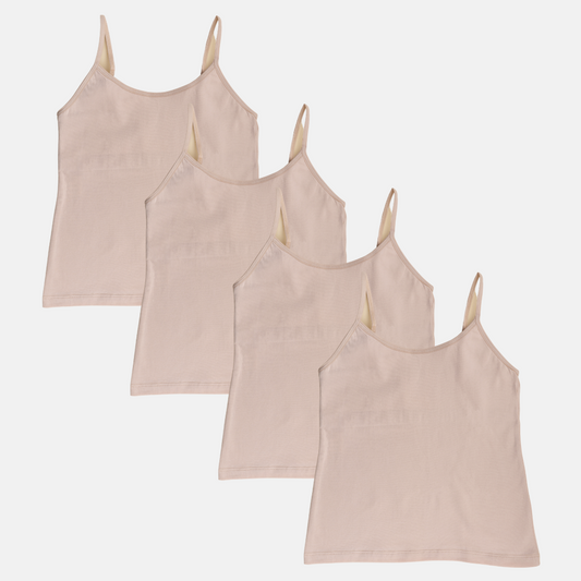Teen Camisole | Flat Padded | Prevents Show Of Nipple Buds | Pack Of 4