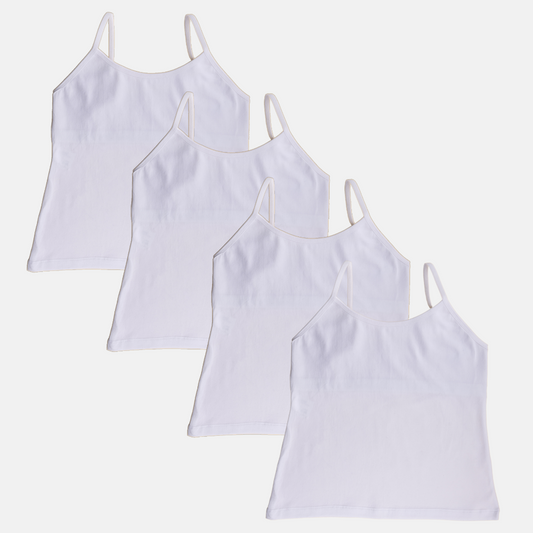 Teen Camisole | Flat Padded | Prevents Show Of Nipple Buds | Pack Of 4