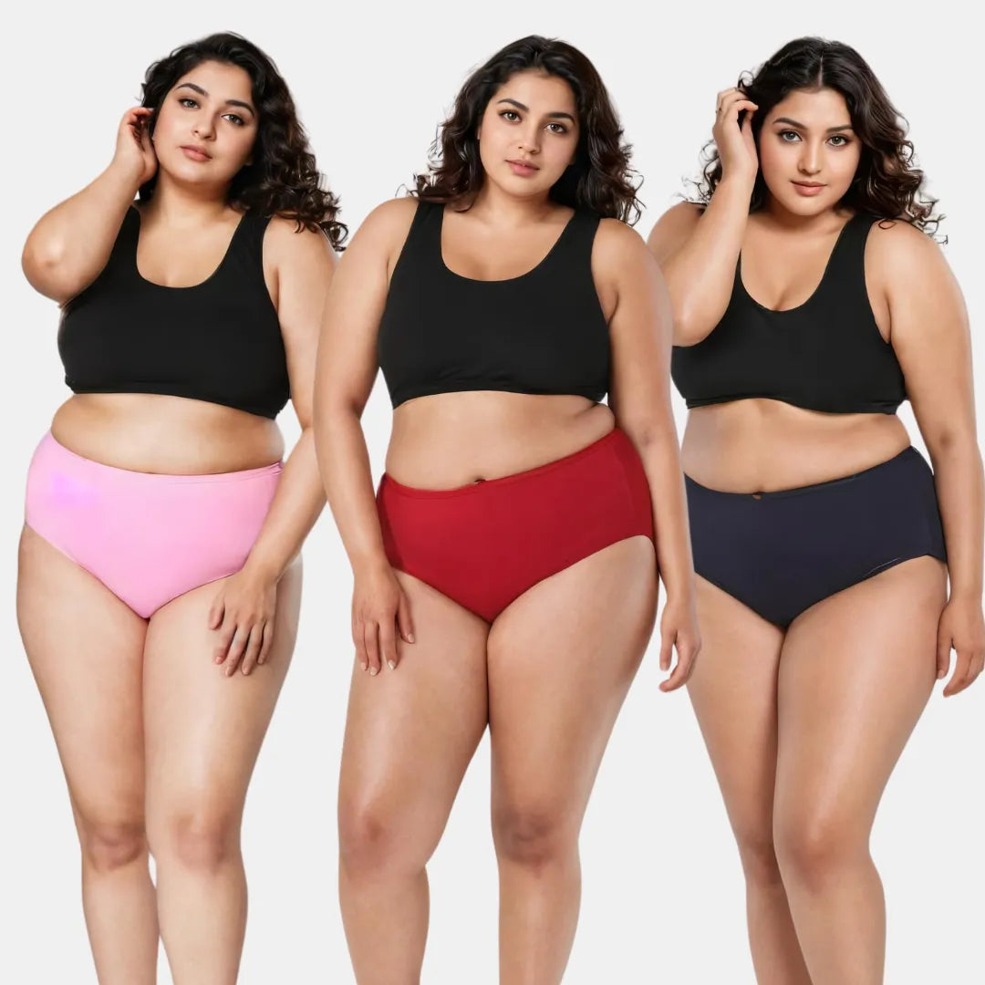 Adira Cotton Panties For Women Light Pink, Maroon & Navy Blue