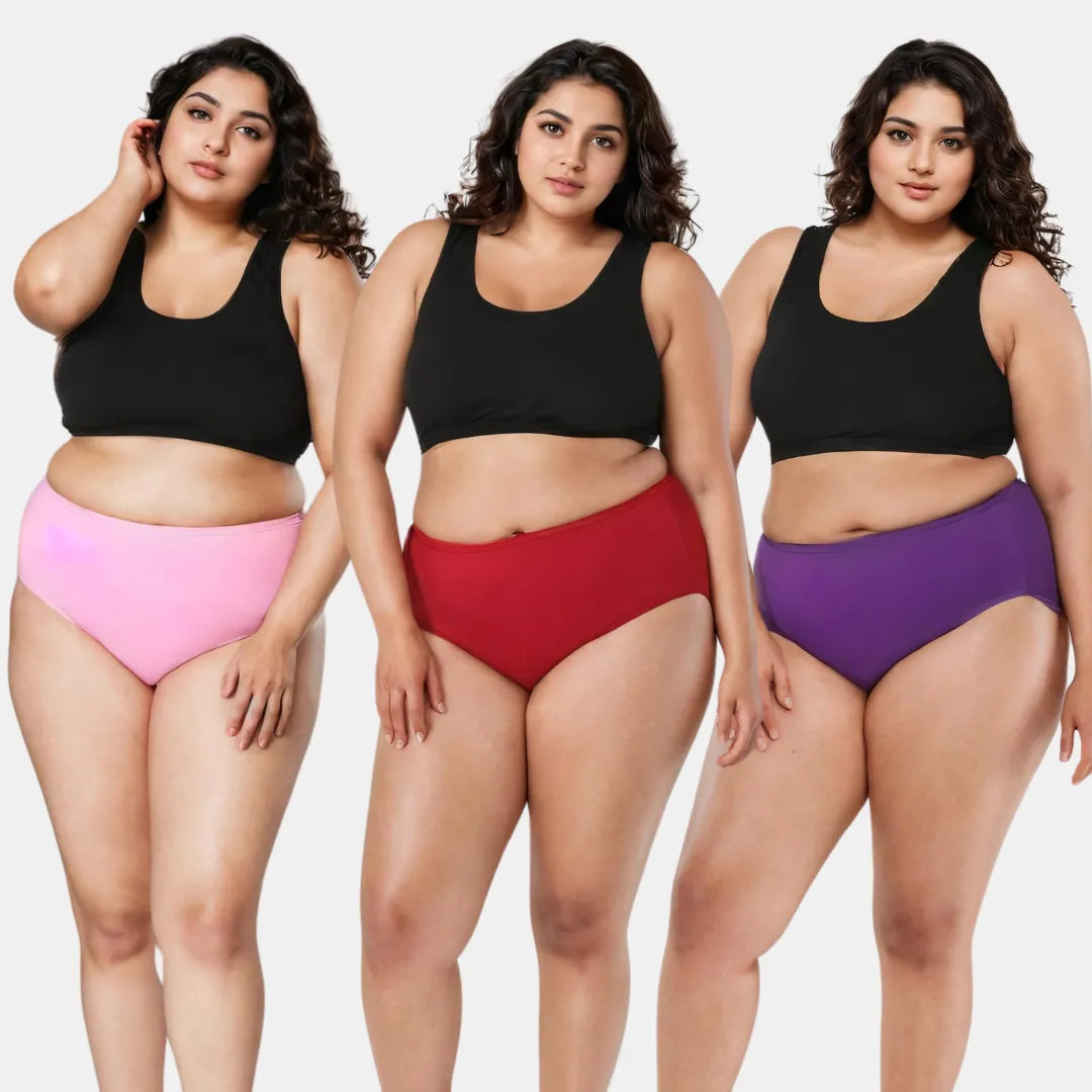 Adira Cotton Panties Light Pink, Maroon & Magenta