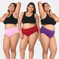 Adira Cotton Panties Light Pink, Maroon & Magenta