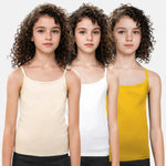 Adira Lightly Padded Camisole Skin, White & Mustard