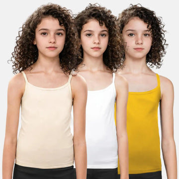 Adira Lightly Padded Camisole Skin, White & Mustard
