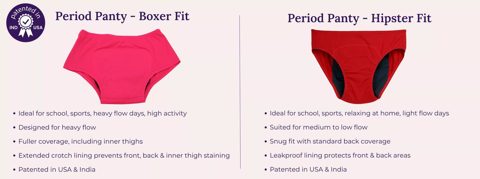 Adira Period Panty Boxer Vs Hipster