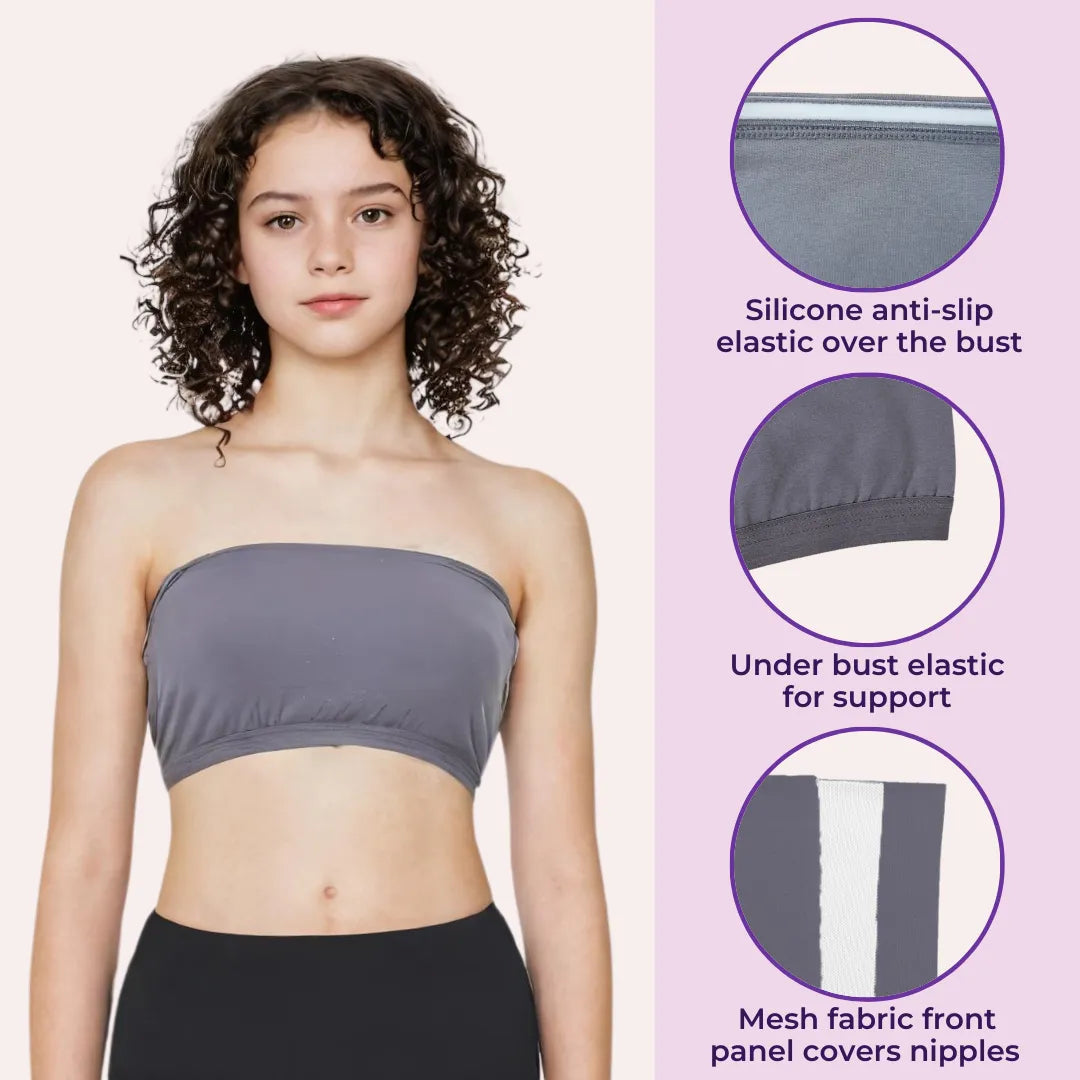 Crop Top Tube Bra For Girls Grey