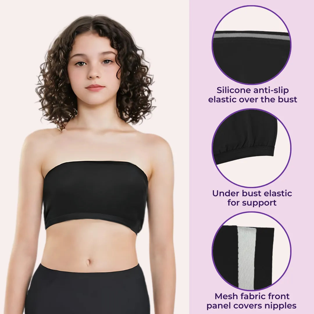Crop Top Tube Bra For Girls Steel Grey & Navy Blue