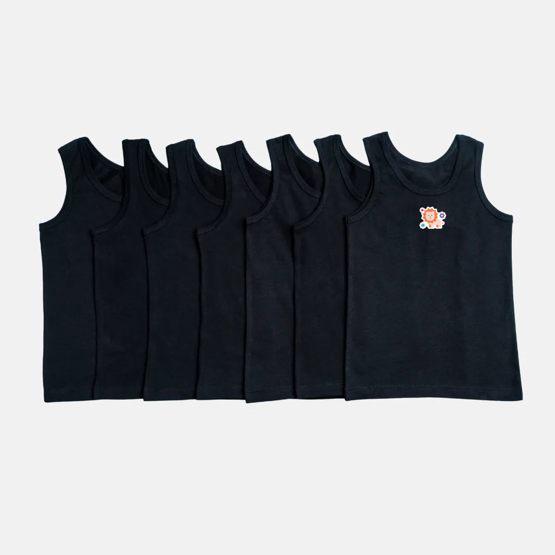 Baby Girl Vest Black Pack Of 7
