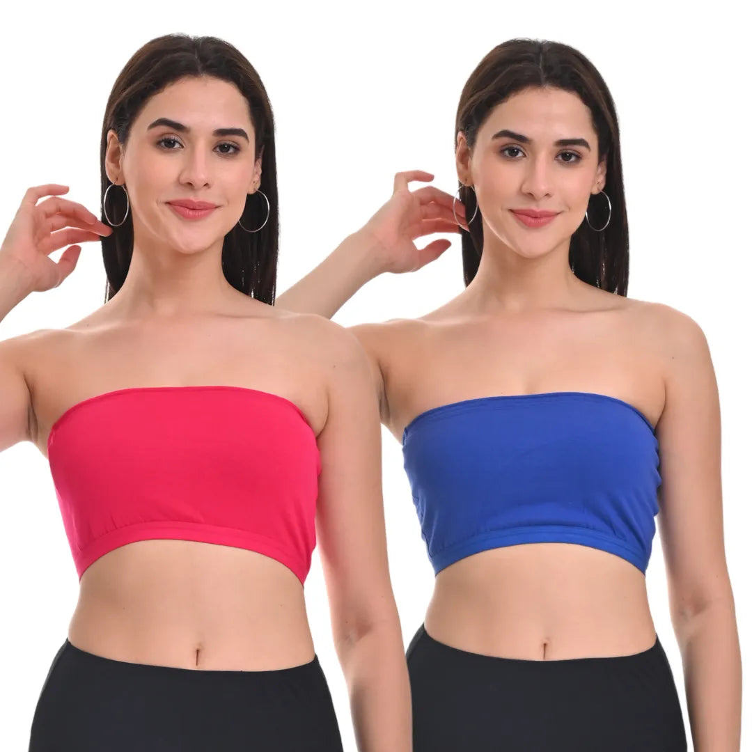 Bandeau Bra For Women Dark Pink & Royal Blue