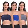 Bandeau Bra For Women Navy Blue, Steel Grey & Royal Blue